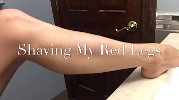 Redhead shaves legs