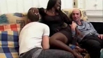 Ebony gets 2 dicks in her ass